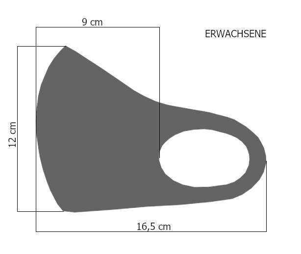 Maße Maske Erwachsene Jugendliche